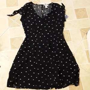 Black white floral dress